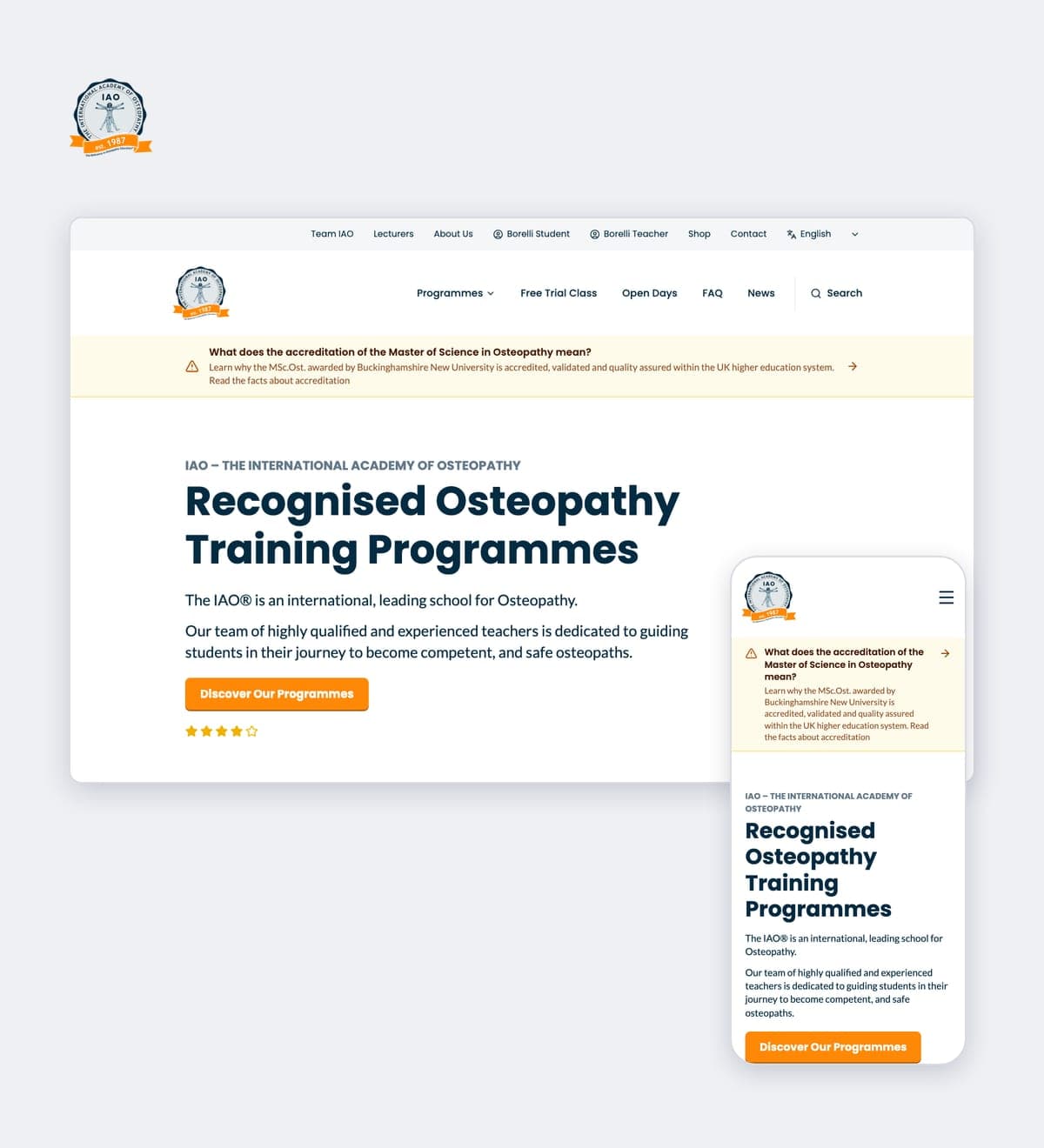 International Academy of Osteopathy project screenshot